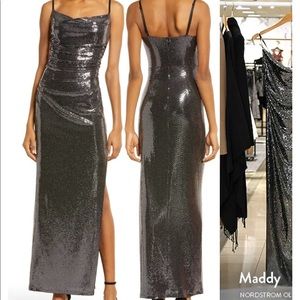 Dark silver sequins maxi dress